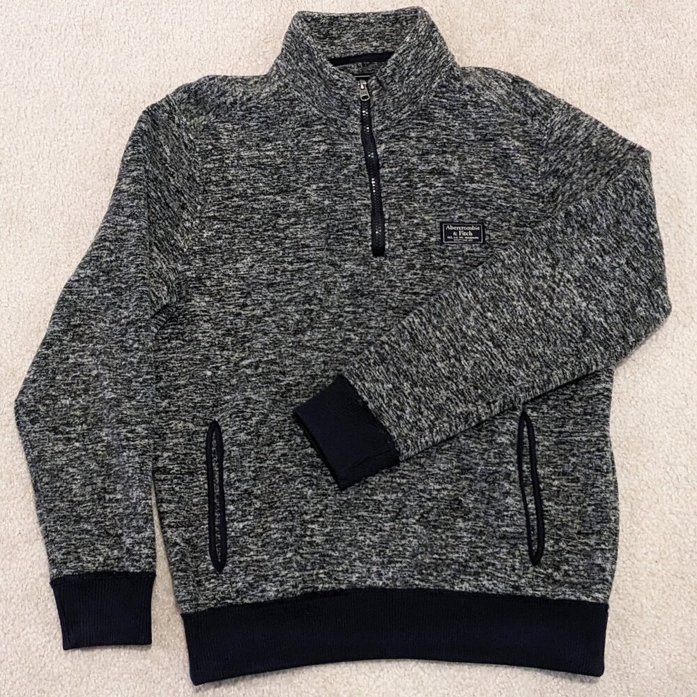Abercrombie & Fitch Men's Gray 1/4-Zip Fleece Pullover